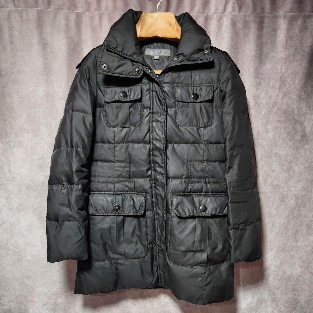women's KENNETH COLE‎ Down Parka jacket Black puffer quilted Size Small